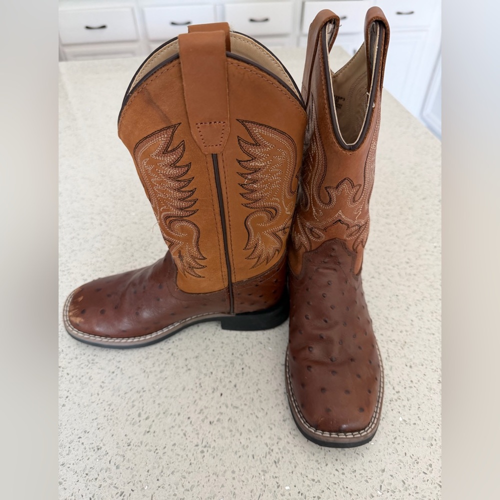 Kids Brown/Tan Western Cowboy Boots - Picture 2 of 5